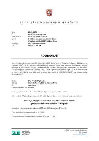SÚJB – služby v kontrolovaném pásmu